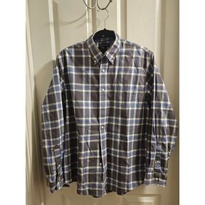 Mens Medium Landsend Long Sleeve Button down Long Sleve  Plaid Shirt